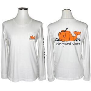 Vineyard Vines Long-Sleeve Pumpkin Whale Pocket T-Shirt